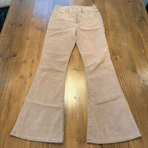 American Eagle Jeans Womens 6 Beige‎ Corduroy Super High Rise Flare Stretch